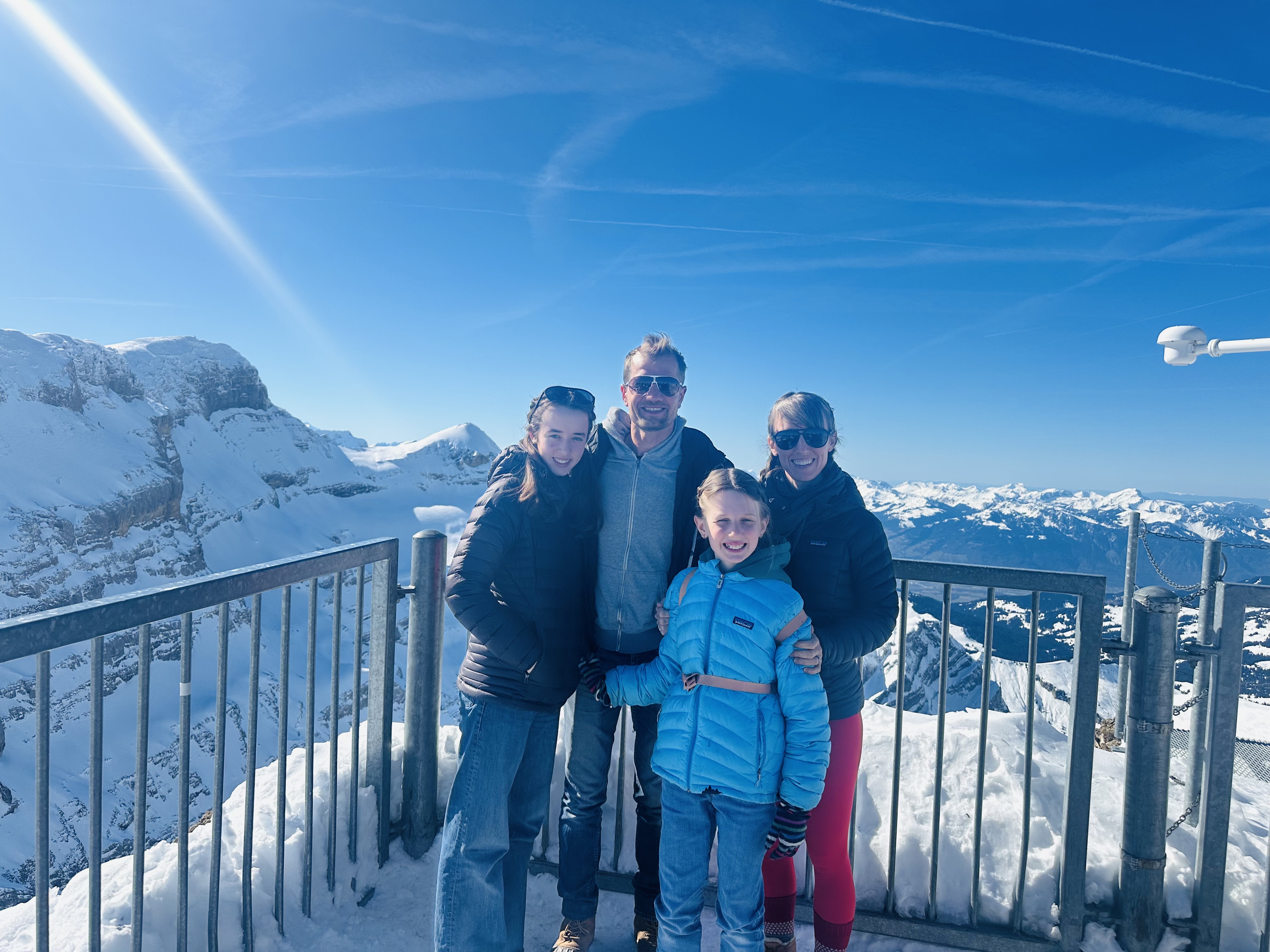 Dr. Mary Cobzaru with family in the mountains